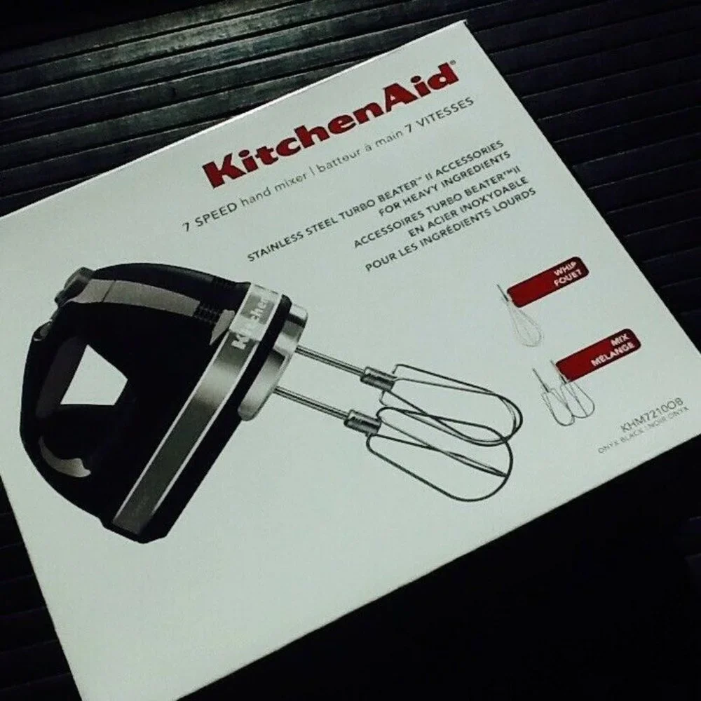 brand new BLACK KitchenAid Soft Start 7-Speed Hand Mixer - Model KHM7210OB
